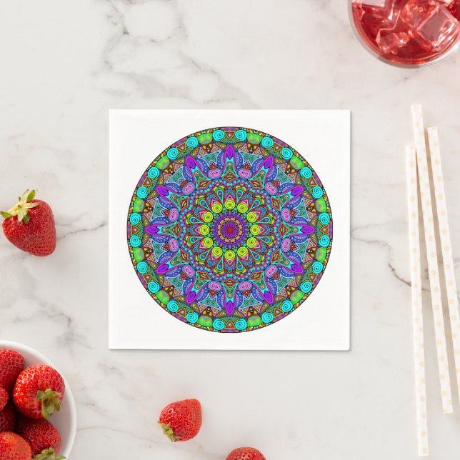 Handmålning Mandala Clock Ansikte 4 Pappersservett (Insitu)