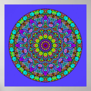 Handmålning Mandala Clock Ansikte 4 Poster