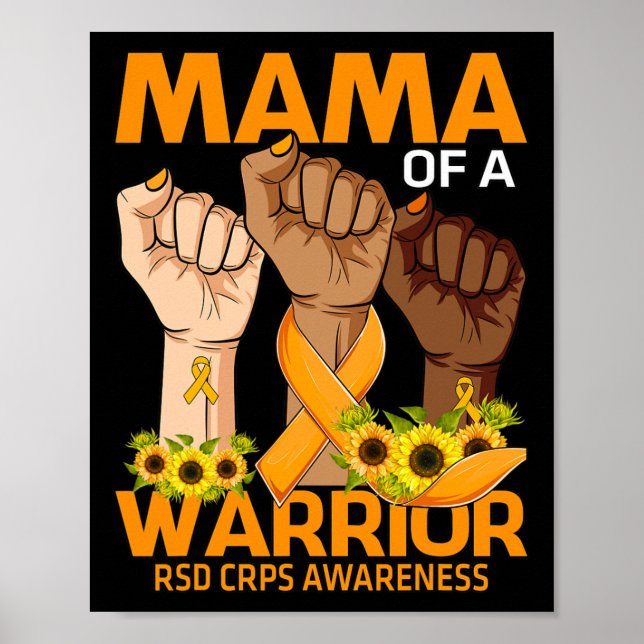 HandMamma av en Warrior RSD Crps Awareness Sunflow Poster (Framsidan)