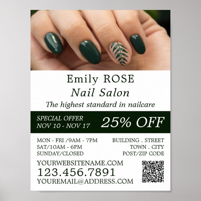 Handmodell, Nail Technician, Nail Salon Advert Poster (Framsidan)