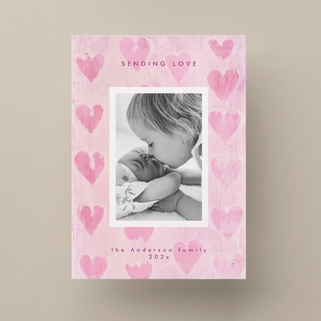Handpainted heart valentine's photo greeting card  julkort (Skapare uppladdad)