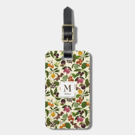 Handpainted lantlig tropisk fruktMonogram Bagagebricka