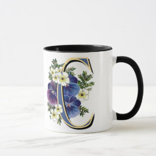 Handpainted Pansy IInitial - C Mugg