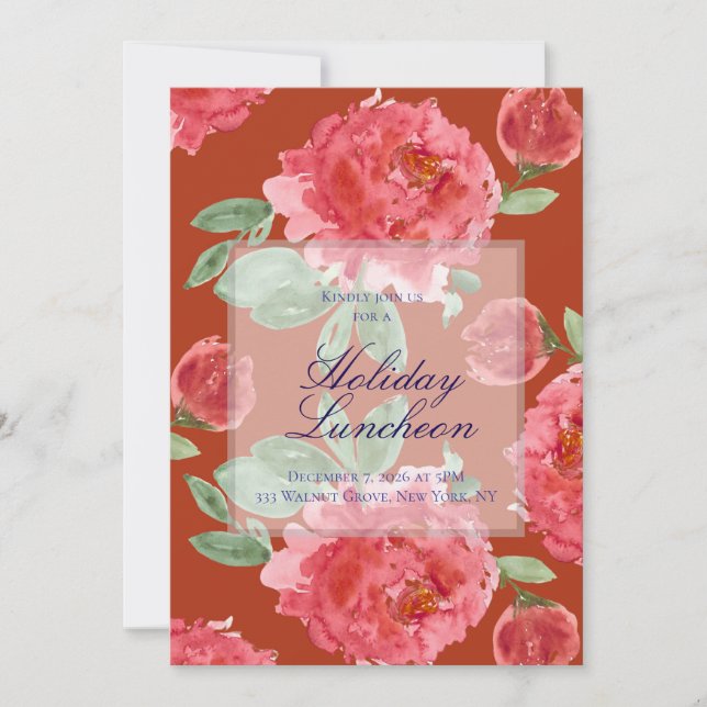 Handpainted Red Roses Holiday Luncheon (Framsida)