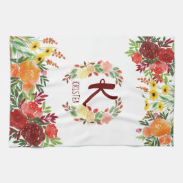 Handpainted rosenkrans för kökshandduk