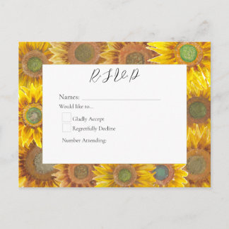 Handpainted Sunflowers R.S.V.P Postcard Inbjudan Vykort