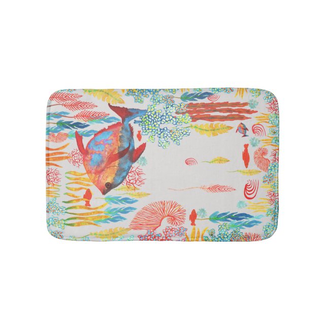 Handpainted watercolor marine biology ocean fish badrumsmatta (Framsidan)