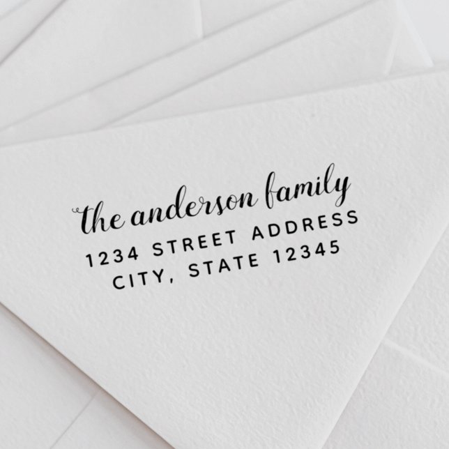 Handpenselskriptfamiljens Namn-Returadress Självfärgande Stämpel (Skapare uppladdad)