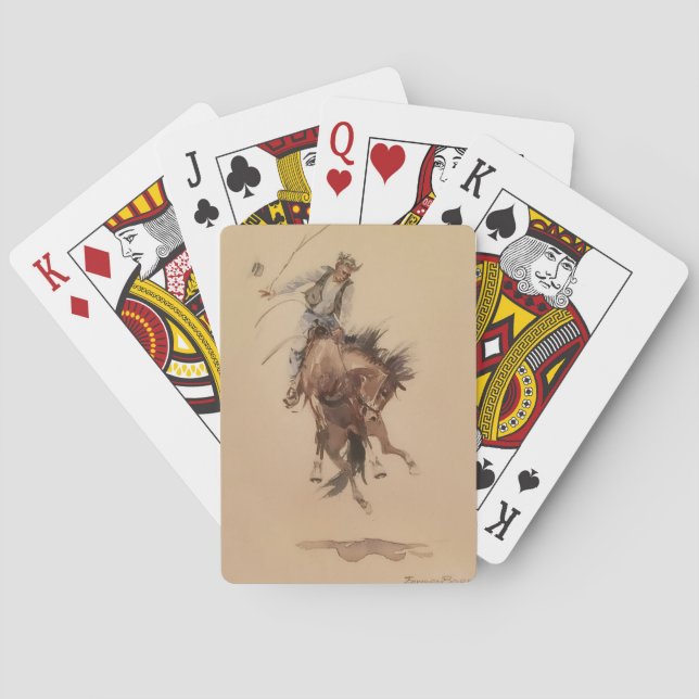 Handpiskande av en brons by Edward Borein Casinokort (Baksidan)