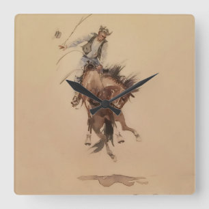 Handpiskande av en brons by Edward Borein Fyrkantig Klocka
