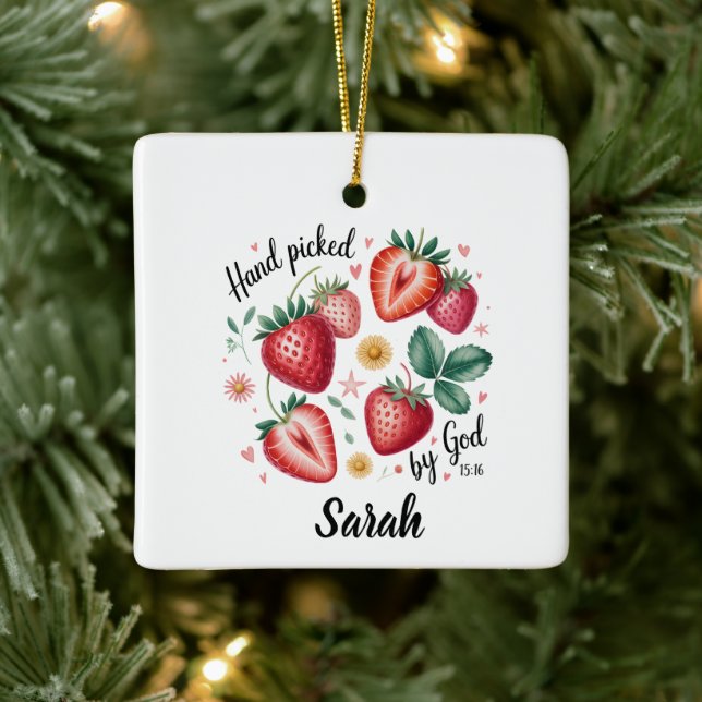 Handplockad av Gud Johannes 15:16 Prydnad Julgransprydnad Keramik (Träd)