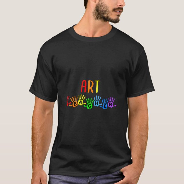 Handprint för back to school Art Teacher T Shirt (Framsida)
