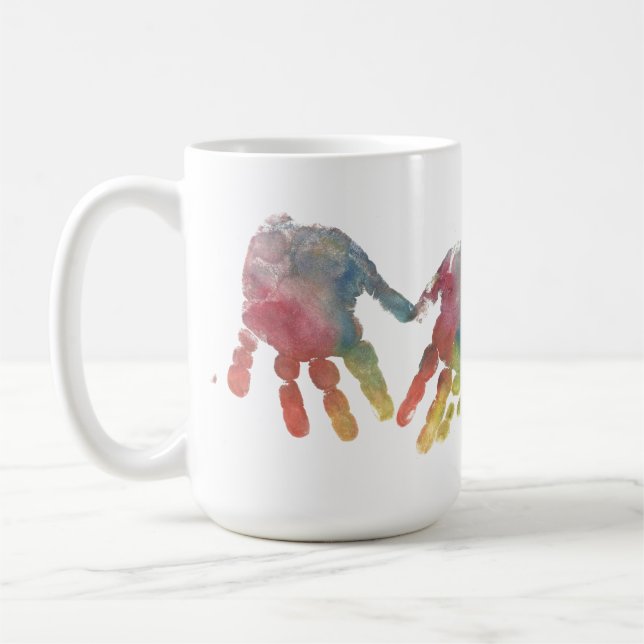 Handprint Heart Cutest Småbarn Baby Photo Kaffemugg (Vänster)