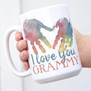 Handprint Heart Grandma Gift Square Photo Kaffemugg