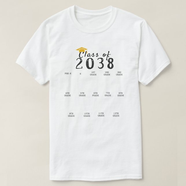 Handprint Studenten, klass 2038, tillväxt med mig T Shirt (Design framsida)