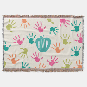 Handprints och lärare för turkosApple Monogram Filt