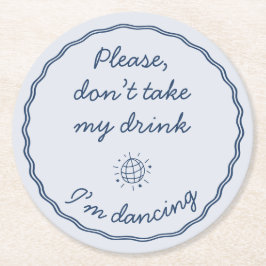 Handrita Retro Blue Handwriter Bröllop Underlägg Papper Rund