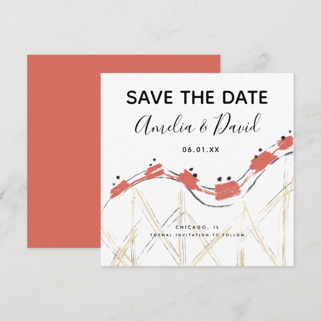 Handritad Abstrakt Berg- och dalbana Spara datum (Fram/baksida)