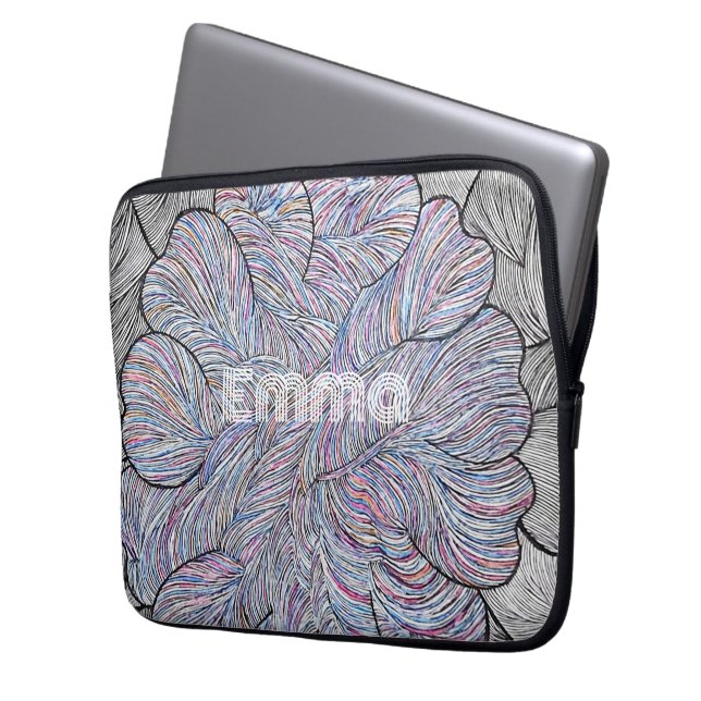 Handritad Abstrakt Blommig  Laptop Fodral (Framsidan Vänster)