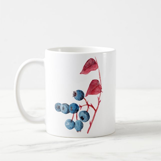Handritad akvarellkonst blåbär  kaffemugg (Vänster)