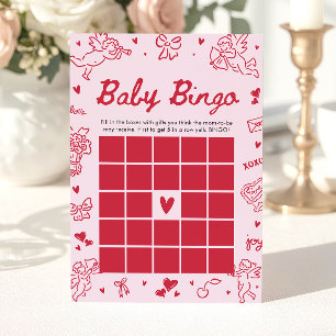 Handritad Alla Hjärtans Dag Baby Bingo Baby Shower Inbjudningar