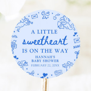 Handritad Alla Hjärtans Dag Little Sweetheart Bebi Runt Klistermärke