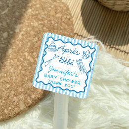 Handritad Après Bébé Après Ski Pojke Baby Shower Fyrkantigt Klistermärke