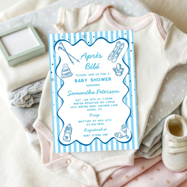 Handritad Apres Bebe Apres Ski Pojke Baby Shower Inbjudningar (Skapare uppladdad)