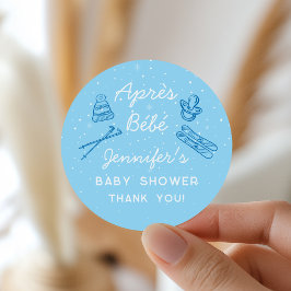 Handritad Après Bébé Après Ski Pojke Baby Shower Runt Klistermärke
