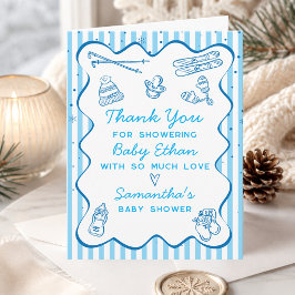 Handritad Après Bébé Après Ski Pojke Baby Shower Tack Kort