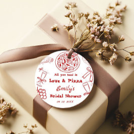 Handritad är kärlek & Pizza Bröllopsfest Gåvor Etiketter