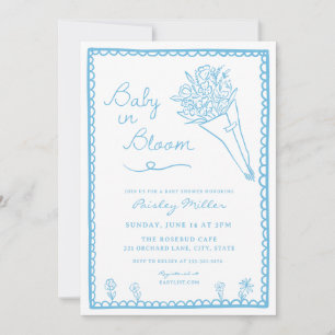 Handritad Baby in Bloom Bondemarknad Bebis Shower Inbjudningar