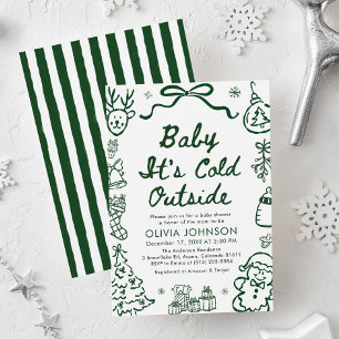 Handritad Baby It's Cold Outside Baby Shower-inbju Inbjudningar