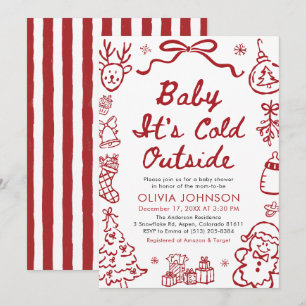 Handritad Baby It's Cold Outside Baby Shower Inbjudningar