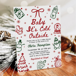 Handritad Baby It's Cold Outside Baby Shower Inbjudningar