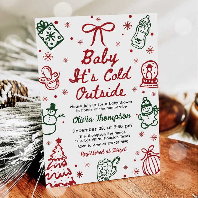 Handritad Baby It's Cold Outside Baby Shower Inbjudningar (Skapare uppladdad)