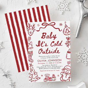 Handritad Baby It's Cold Outside Baby Shower Inbjudningar