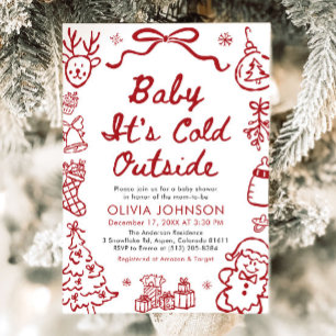 Handritad Baby It's Cold Outside Baby Shower Inbjudningar
