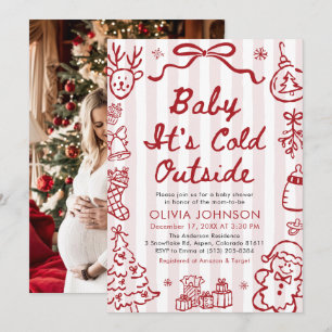 Handritad Baby It's Cold Outside Baby Shower Inbjudningar
