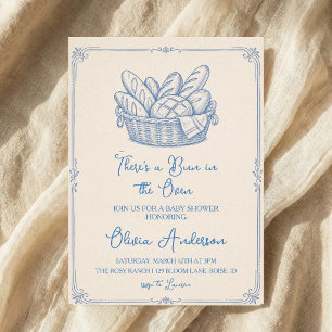 Handritad baby shower-inbjudan med Bröd i Ugnen-te Inbjudningar