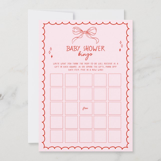 Handritad båge jul baby shower bingo spel inbjudningar (Framsida)