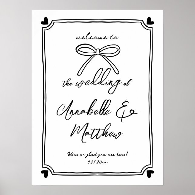 Handritad båge Whimsical bröllops välkomstskylt Poster (Framsidan)