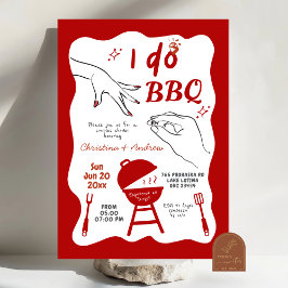 Handritad bakgård Jag gör BBQ förlovningsfest Inbjudningar