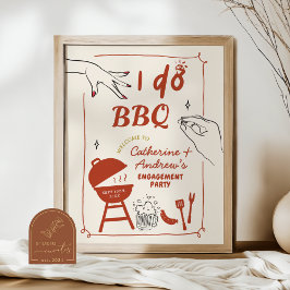 Handritad bakgård Jag gör BBQ förlovningsfest Poster