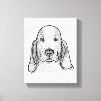Handritad Basset Hound Porträtt Canvas Konst