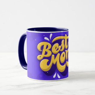Handritad Bästa Mamma Någonsin Lila Kaffe Mugg