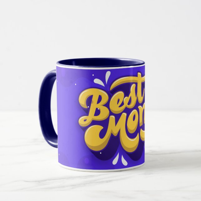 Handritad Bästa Mamma Någonsin Lila Kaffe Mugg (Framsida vänster)