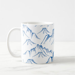 Handritad berggrund liggande Mönster. Kaffemugg