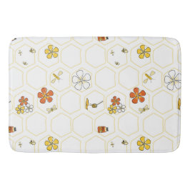 Handritad bikakemönster och humla  badrumsmatta