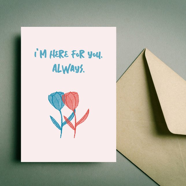 Handritad blått och rosa tulips mosaikinspirerad kort (Skapare uppladdad)